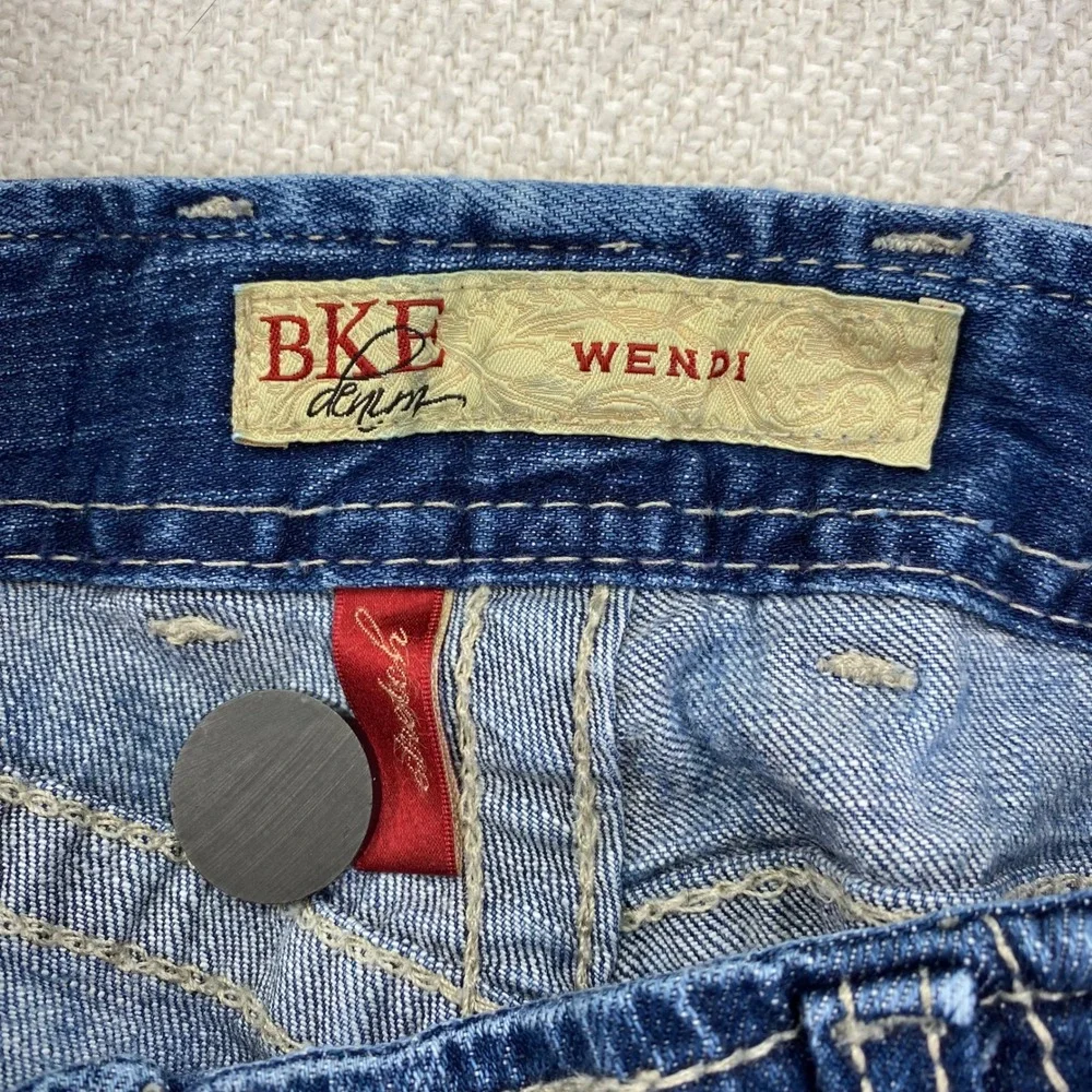 BKE Wendi Bootcut Jeans Womens 34x33.5 Blue Distressed Stretch Denim BKL4002L